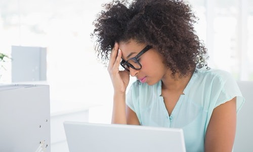 DesperationHiring Business woman frustrated at the hiring process